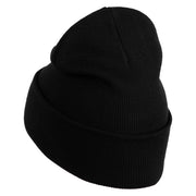 Ivy Vine Embroidered 12 Inch Long Knitted Beanie - Black OSFM