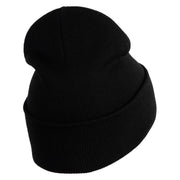 Ivy Vine Embroidered 12 Inch Long Knitted Beanie - Black OSFM