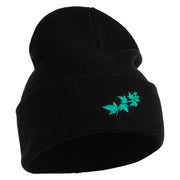 Ivy Vine Embroidered 12 Inch Long Knitted Beanie - Black OSFM