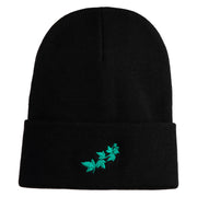 Ivy Vine Embroidered 12 Inch Long Knitted Beanie - Black OSFM