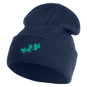 Ivy Vine Embroidered 12 Inch Long Knitted Beanie - Navy OSFM