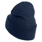 Ivy Vine Embroidered 12 Inch Long Knitted Beanie - Navy OSFM