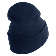 Ivy Vine Embroidered 12 Inch Long Knitted Beanie - Navy OSFM