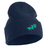 Ivy Vine Embroidered 12 Inch Long Knitted Beanie - Navy OSFM