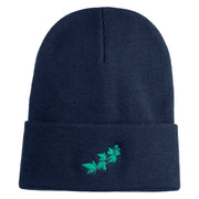 Ivy Vine Embroidered 12 Inch Long Knitted Beanie - Navy OSFM