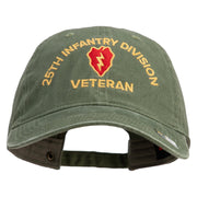 U.S. Army 25th Infantry Division Embroidered Washed Solid Pigment Dyed Cotton Twill Brass Buckle Cap - Olive OSFM