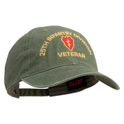 U.S. Army 25th Infantry Division Embroidered Washed Solid Pigment Dyed Cotton Twill Brass Buckle Cap - Olive OSFM