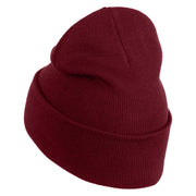 Ivy Vine Embroidered 12 Inch Long Knitted Beanie - Maroon OSFM