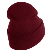 Ivy Vine Embroidered 12 Inch Long Knitted Beanie - Maroon OSFM