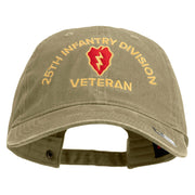 U.S. Army 25th Infantry Division Embroidered Washed Solid Pigment Dyed Cotton Twill Brass Buckle Cap - Khaki OSFM