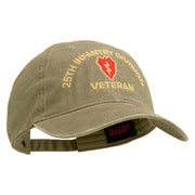 U.S. Army 25th Infantry Division Embroidered Washed Solid Pigment Dyed Cotton Twill Brass Buckle Cap - Khaki OSFM