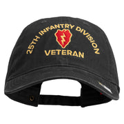 U.S. Army 25th Infantry Division Embroidered Washed Solid Pigment Dyed Cotton Twill Brass Buckle Cap - Black OSFM
