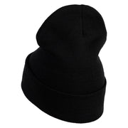Wheat Stalks Embroidered 12 inch Acrylic Blank Cuff Long Beanie - Black OSFM