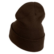 Wheat Stalks Embroidered 12 inch Acrylic Blank Cuff Long Beanie - Brown OSFM