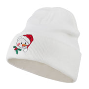 Smile Snowman Embroidered Beanie