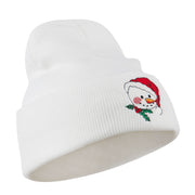 Smile Snowman Embroidered Beanie