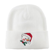 Smile Snowman Embroidered Beanie