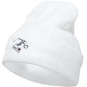 Ice Skate Embroidered 12 Inch Long Beanie