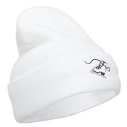 Ice Skate Embroidered 12 Inch Long Beanie