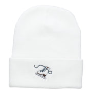 Ice Skate Embroidered 12 Inch Long Beanie