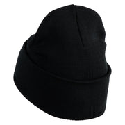 Cattails Embroidered 12 Inch Solid Knit Cuff Long Beanie Made in USA - Black OSFM