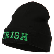 Irish Embroidered Cuff Long Beanie