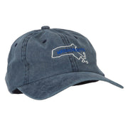 Massachusetts with Map Outline Embroidered Washed Cotton Twill Cap