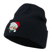 Smile Snowman Embroidered Beanie