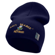 Licensed Navy Seabee Retired Embroidered Short Beanie Made in USA