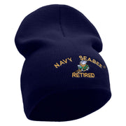 Licensed Navy Seabee Retired Embroidered Short Beanie Made in USA