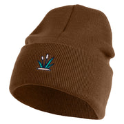 Cattails Embroidered 12 Inch Solid Knit Cuff Long Beanie Made in USA - Coyote-Brown OSFM