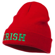 Irish Embroidered Cuff Long Beanie