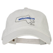 Massachusetts with Map Outline Embroidered Washed Cotton Twill Cap