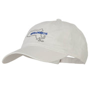 Massachusetts with Map Outline Embroidered Washed Cotton Twill Cap