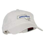 Massachusetts with Map Outline Embroidered Washed Cotton Twill Cap