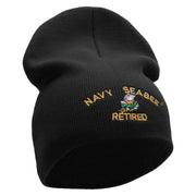 Licensed Navy Seabee Retired Embroidered Short Beanie Made in USA