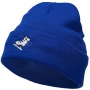 Ice Skate Embroidered 12 Inch Long Beanie