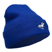 Ice Skate Embroidered 12 Inch Long Beanie