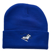 Ice Skate Embroidered 12 Inch Long Beanie