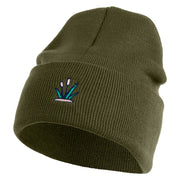 Cattails Embroidered 12 Inch Solid Knit Cuff Long Beanie Made in USA - Olive OSFM