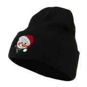 Smile Snowman Embroidered Beanie