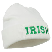 Irish Embroidered Cuff Long Beanie