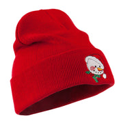 Smile Snowman Embroidered Beanie