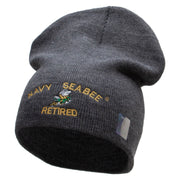 Licensed Navy Seabee Retired Embroidered Short Beanie Made in USA