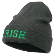 Irish Embroidered Cuff Long Beanie