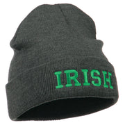 Irish Embroidered Cuff Long Beanie