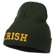 Irish Embroidered Cuff Long Beanie