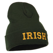 Irish Embroidered Cuff Long Beanie