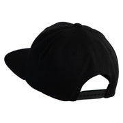 Smile Face Circular Patched 5 Panel Flat Bill Twill Snapback Solid Cap - Black OSFM