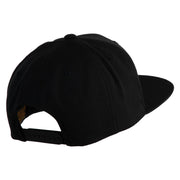 Smile Face Circular Patched 5 Panel Flat Bill Twill Snapback Solid Cap - Black OSFM